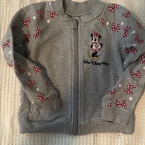 Disney Gray Minnie Mouse Hoodie with Red Bow Accents